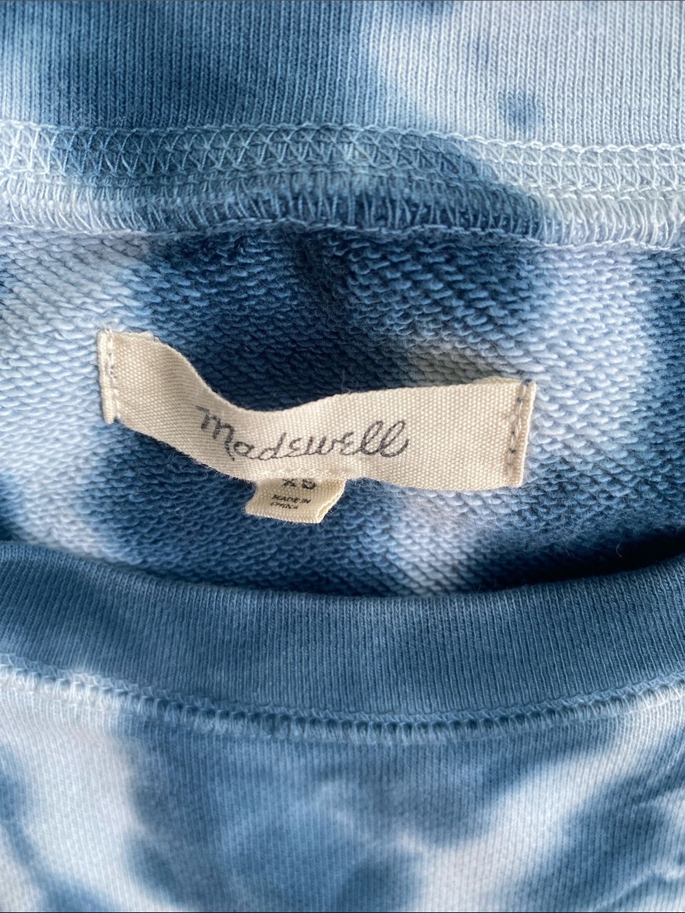 Madewell Blue Tie Dye Sweatshirt XS Pullover Crewneck Lounge Casual Cozy Top - Picture 3 of 10
